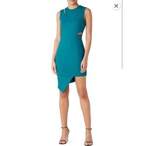 Elliatt Revolve Sanctuary Dress Teal Blue Size Small Asymmetrical Sheath Dress